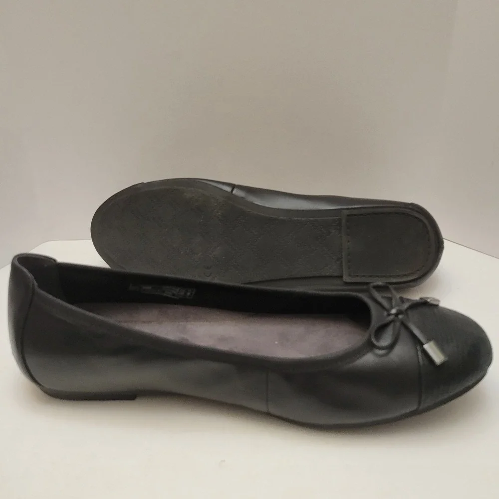 Vionic Minna Ballet Flats Women's Size 9.5‎ Flexible Black Leather Slip On Shoes